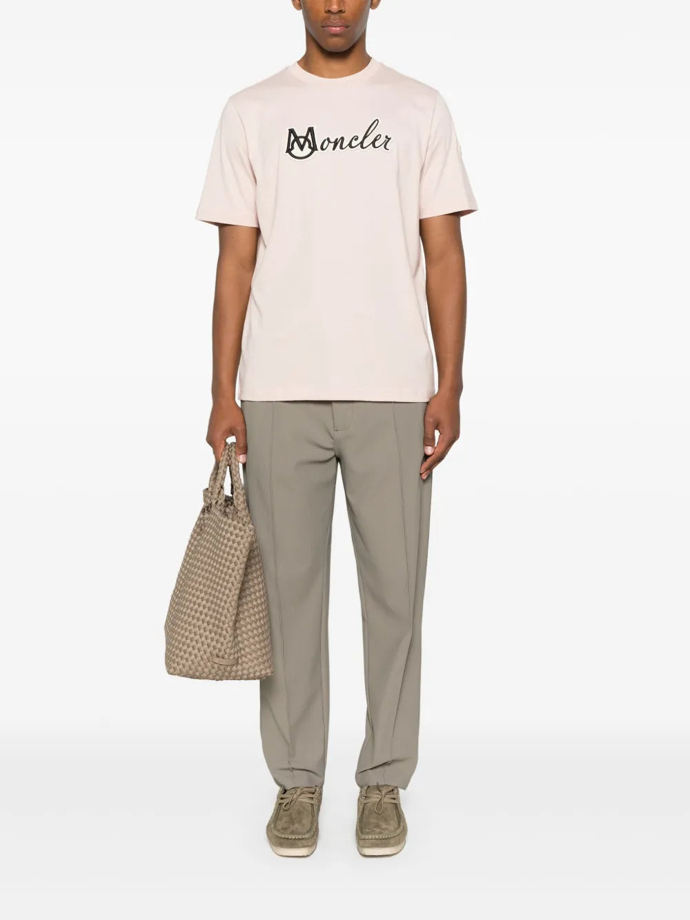 T-shirts Embroidered Logo T-shirt Moncler Pink Homme