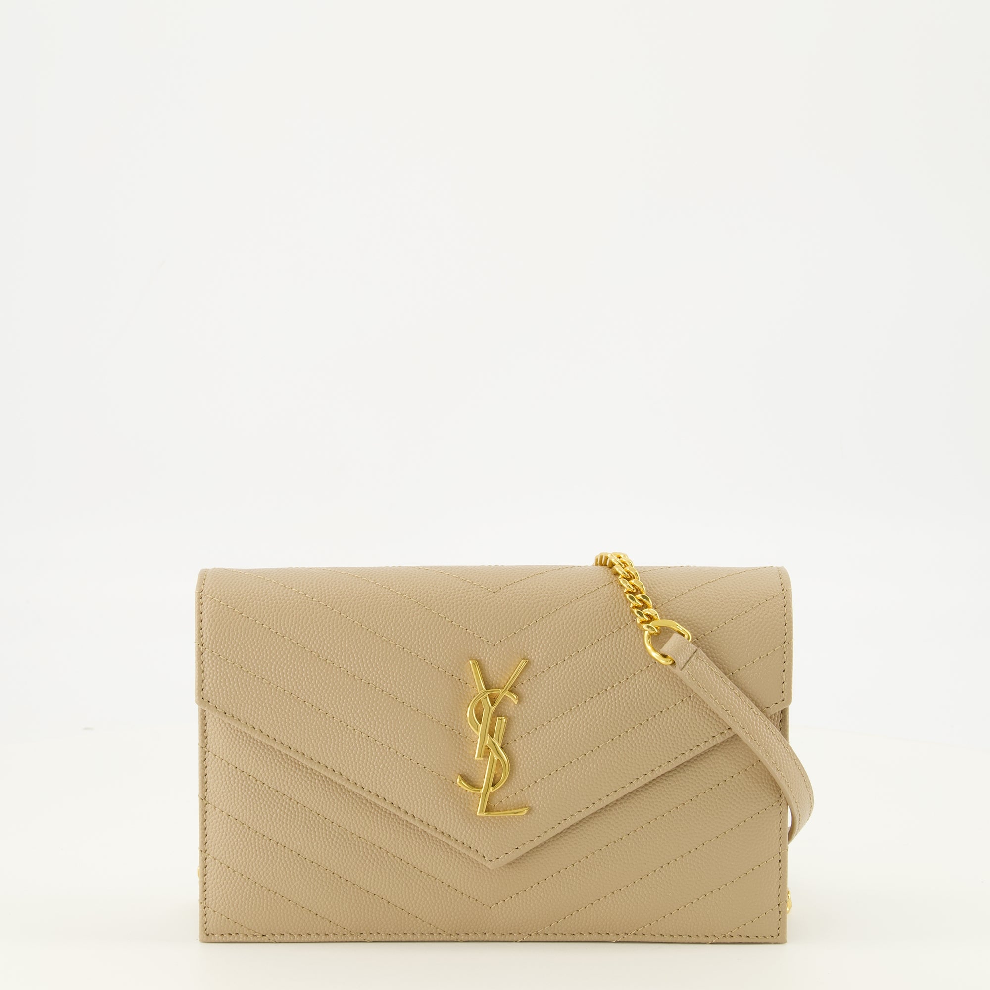 Sacs à main et épaule Cartera Cassandre con Cadena de Cuero Genuino Beige Saint Laurent Beige Femme