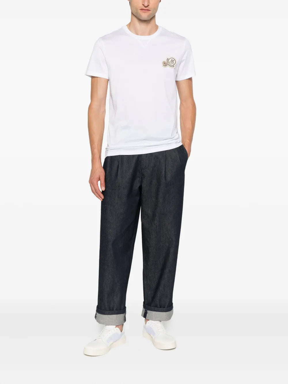 T-Shirts Logo T-Shirt Moncler Weiß Herren