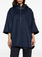 Giubbotti Cappotto in Lana Con Zip Moncler Blu scuro Donne