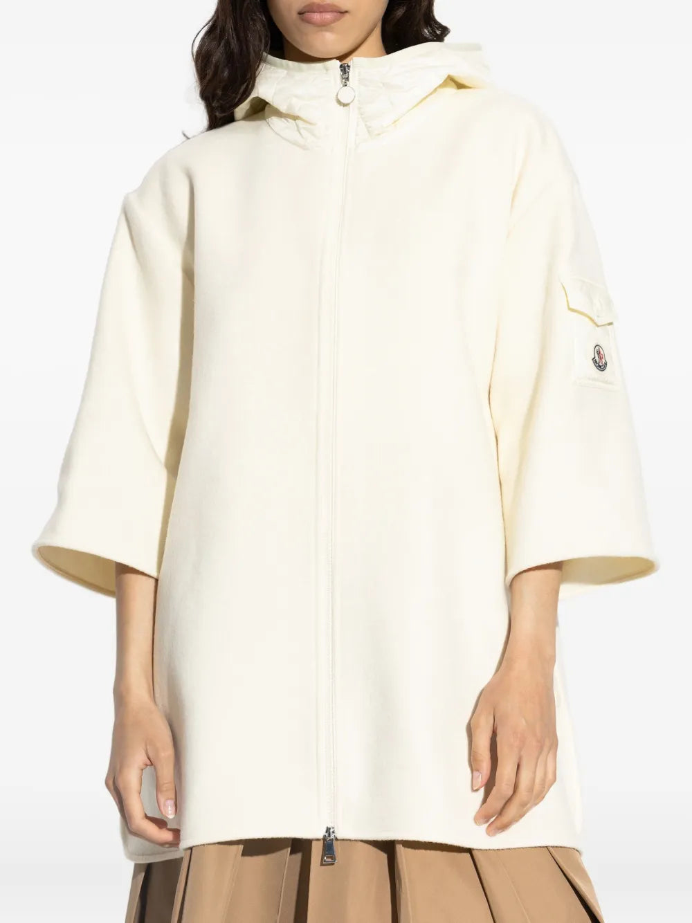 Giubbotti Cappotto in lana con zip Moncler Bianco Donne