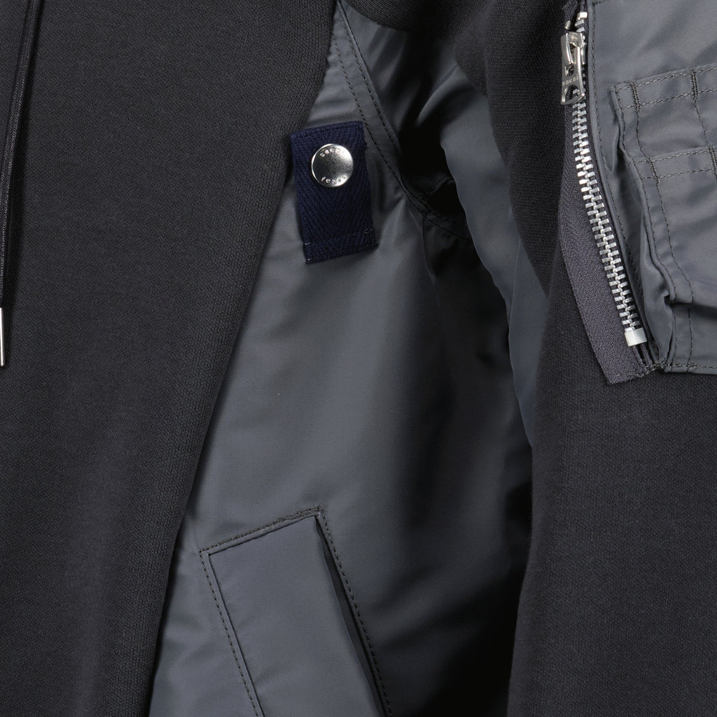 Sweatshirts Sweatshirt zippée en nylon et coton Sacai Gris Homme