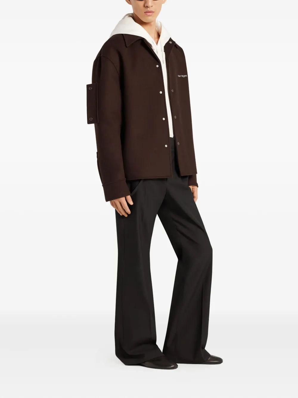 Image of the Courrèges Men's Wool Overshirt - Autumn-Winter 2025 - Detailed View_1