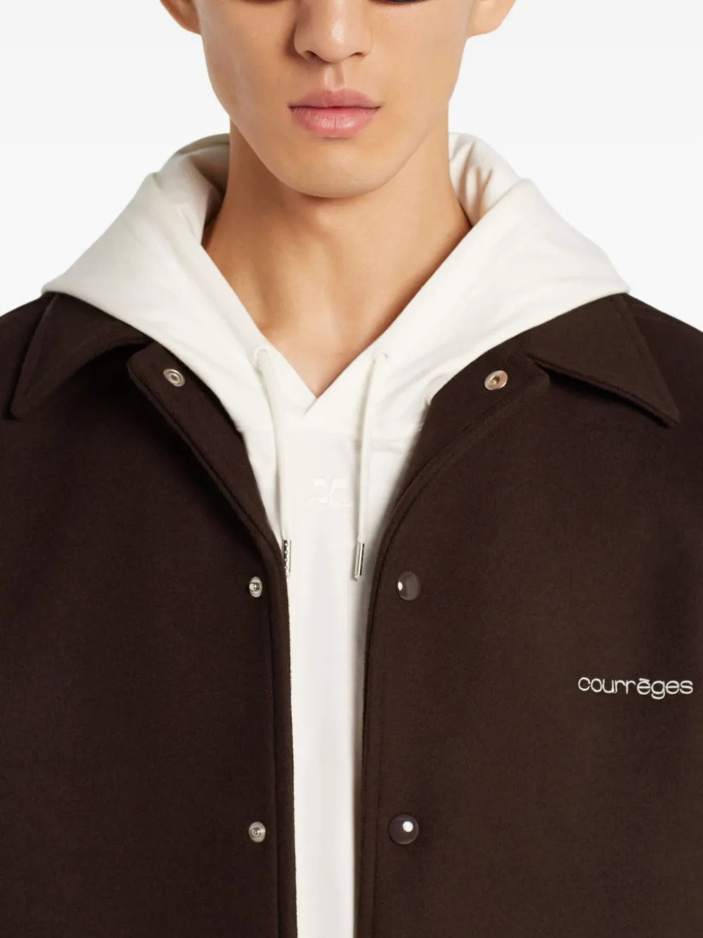 Image of the Courrèges Men's Wool Overshirt - Autumn-Winter 2025 - Detailed View_5