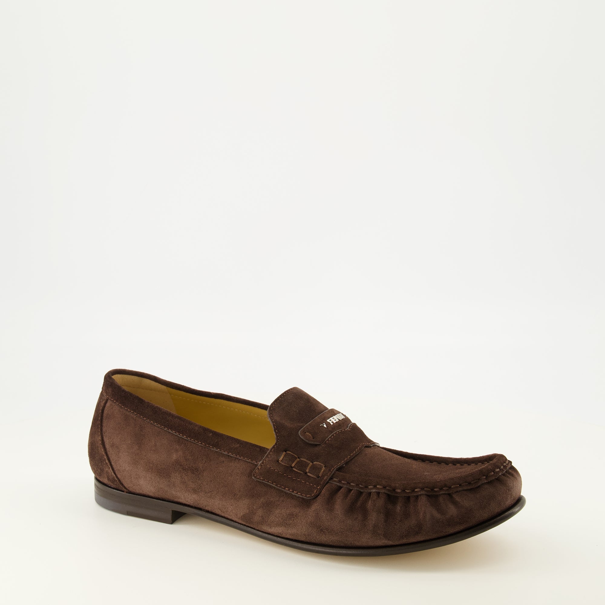 Mocassins Braune Wildleder Scrunch Slipper Fendi Marron Homme