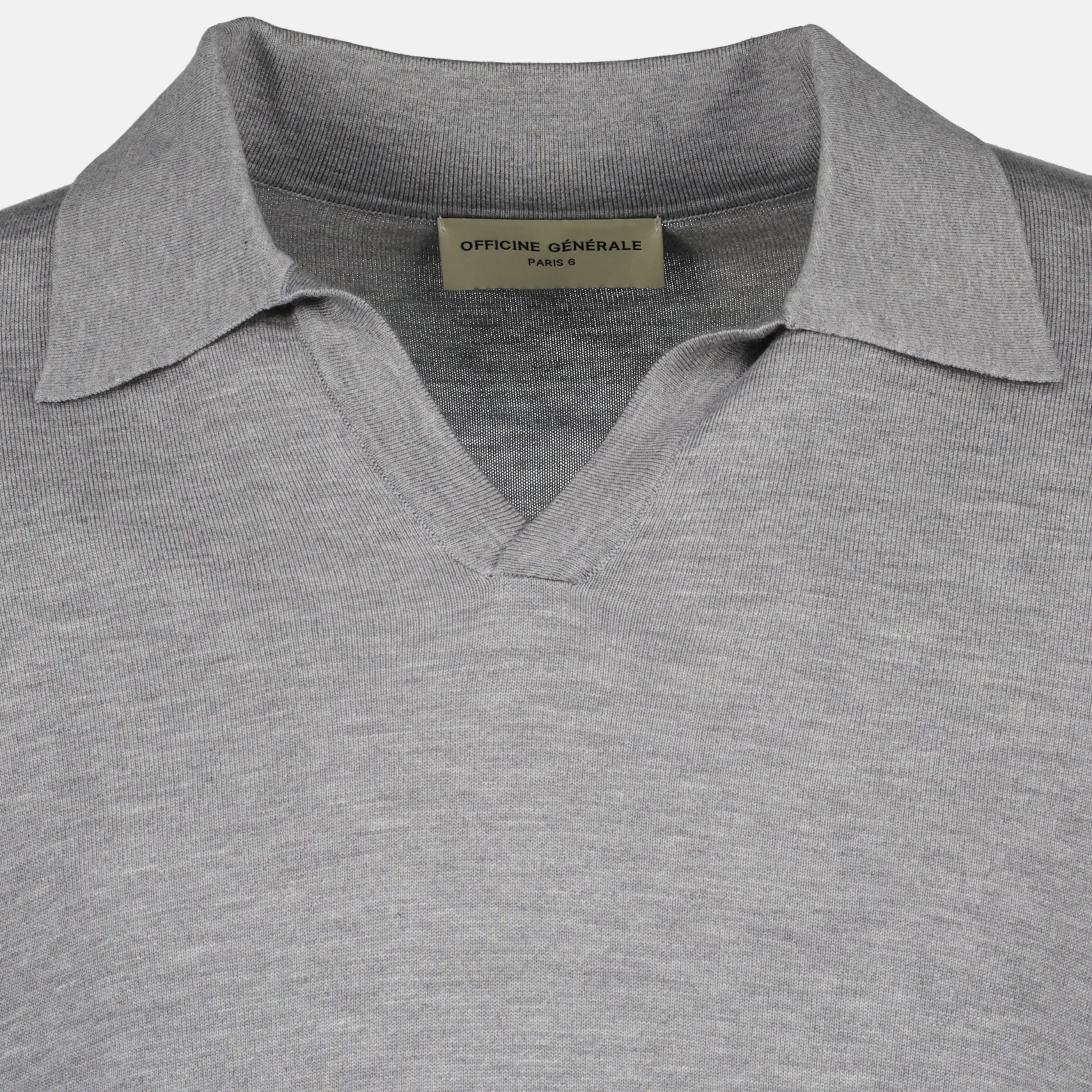 Polos Polo Simone gris en lyocell et laine Officine Générale Gris Homme