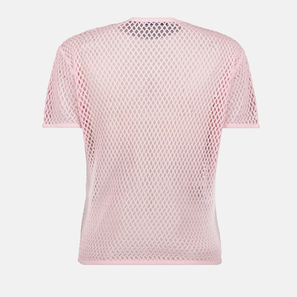 T-Shirts Baumwoll-Mesh-Top Prada Rosa Femme