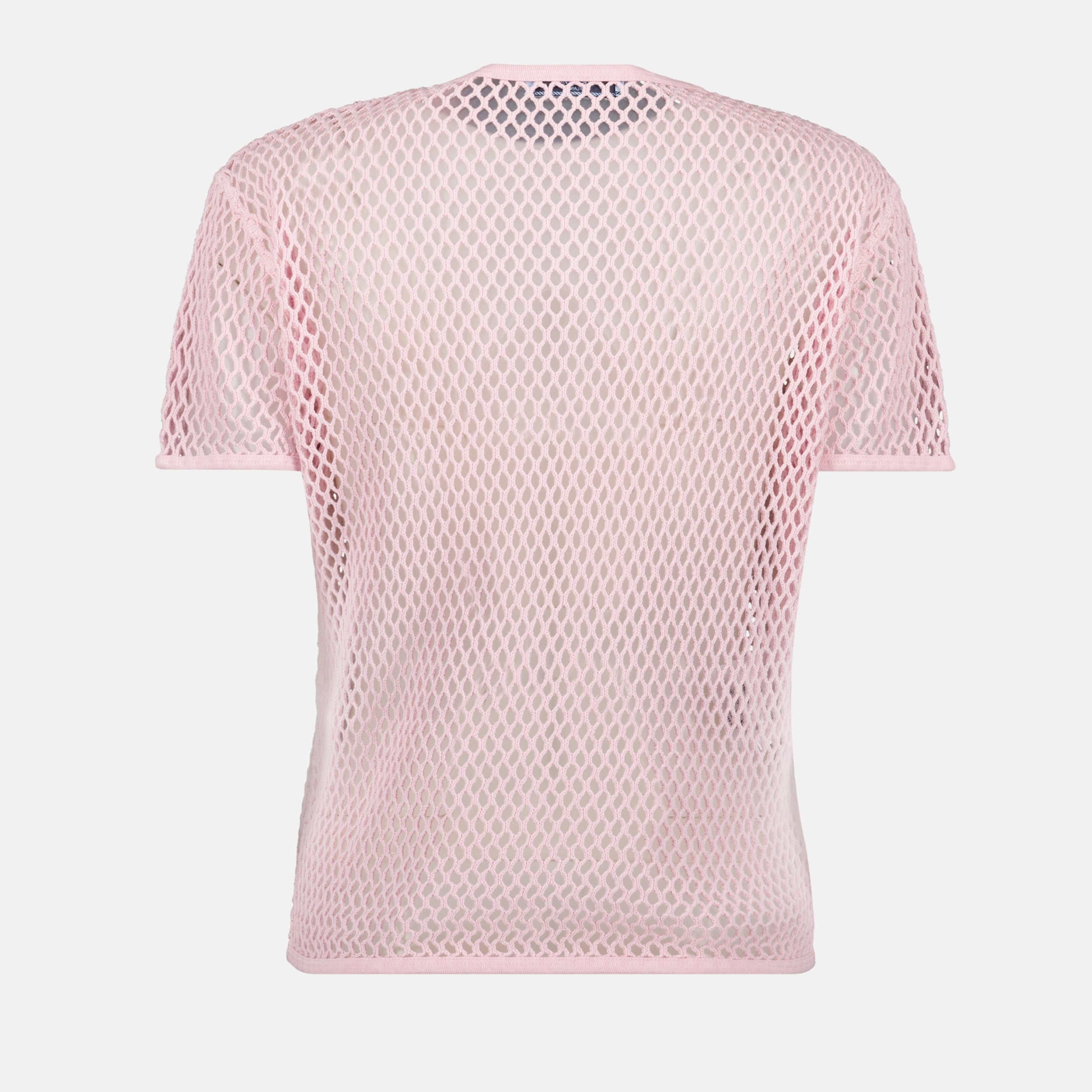 T-shirts Top en mesh de coton Prada Rose Femme