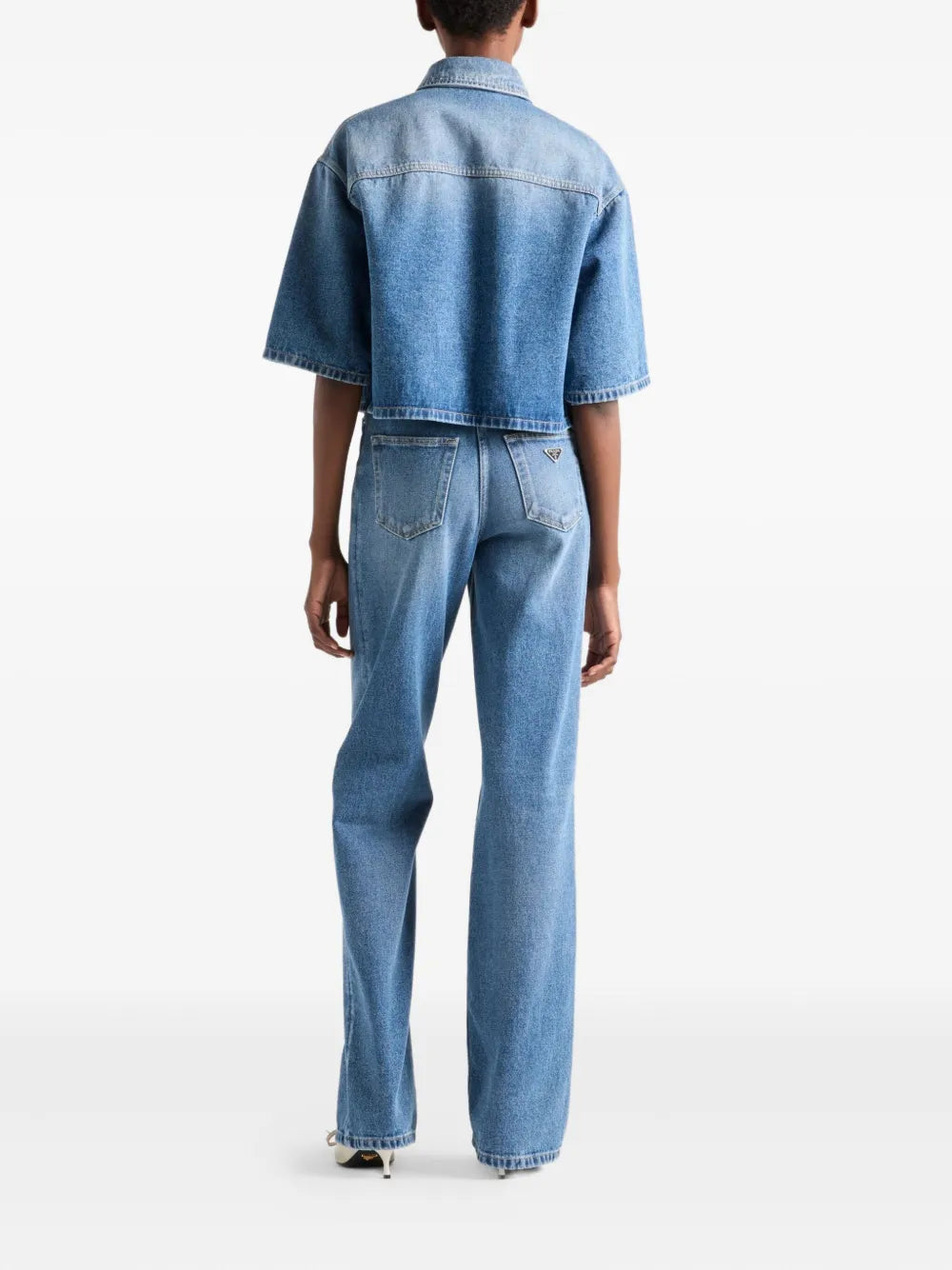 Image of the article Short Denim Shirt by Prada for Women - Autumn-Winter 2025 - Detailed View_1