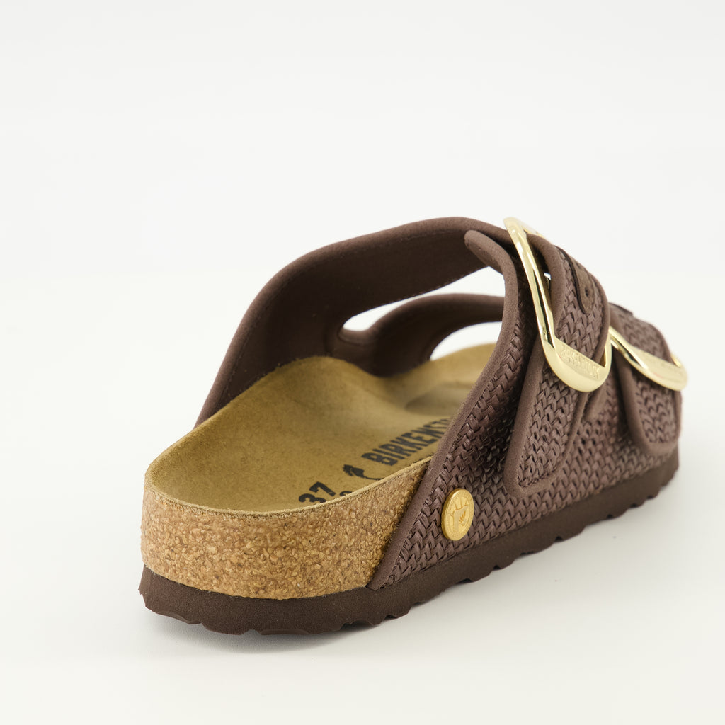 Imagen de las sandalias Birkenstock Arizona Big Buckle de rafia marrón para mujer - Temporada Primavera-Verano 2026 - Vista trasera