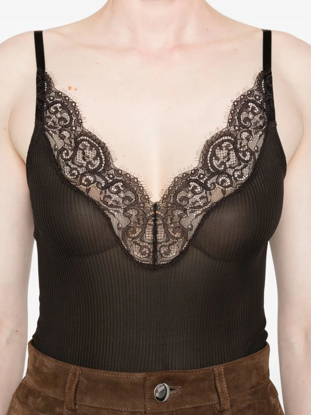 Image of the Saint Laurent Women's Silk Tank Top - Autumn-Winter 2025 Season - Detailed View_5