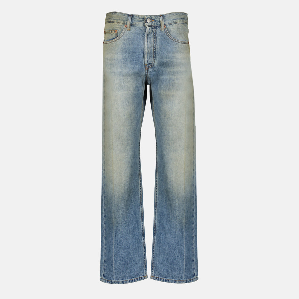 Pantalons ワイドブルーデニムパンツ Mm6 Bleu Femme