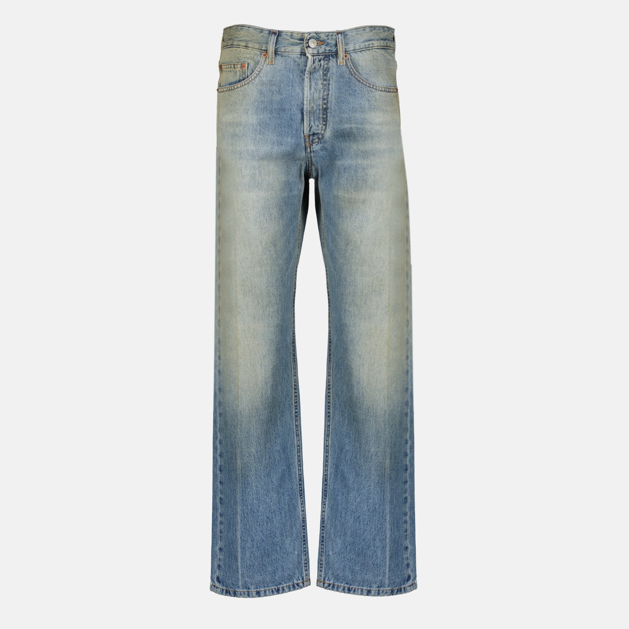 Pantalons Pantalones Anchos de Denim Azul Mm6 Bleu Femme