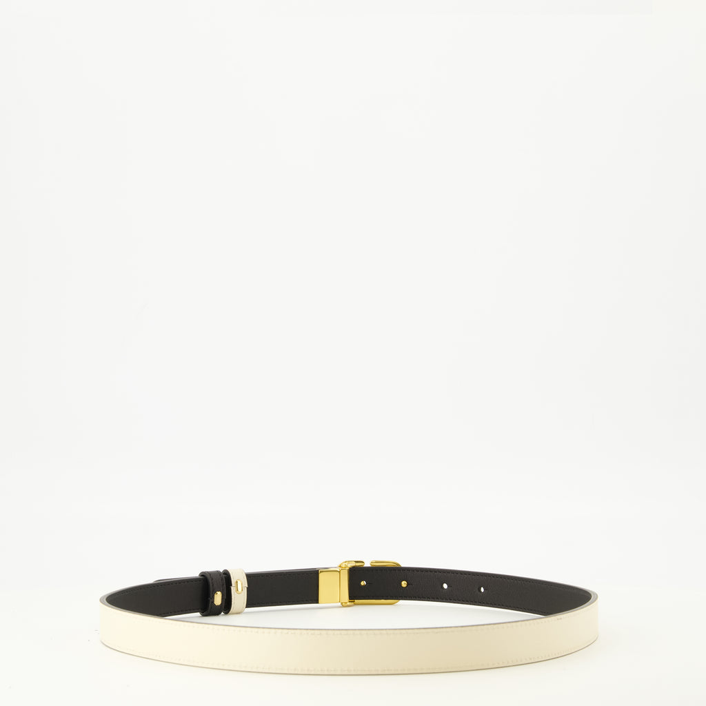 Ceintures 리버서블 VLogo 벨트 블랙과 화이트 20 mm Valentino Garavani Blanc Femme