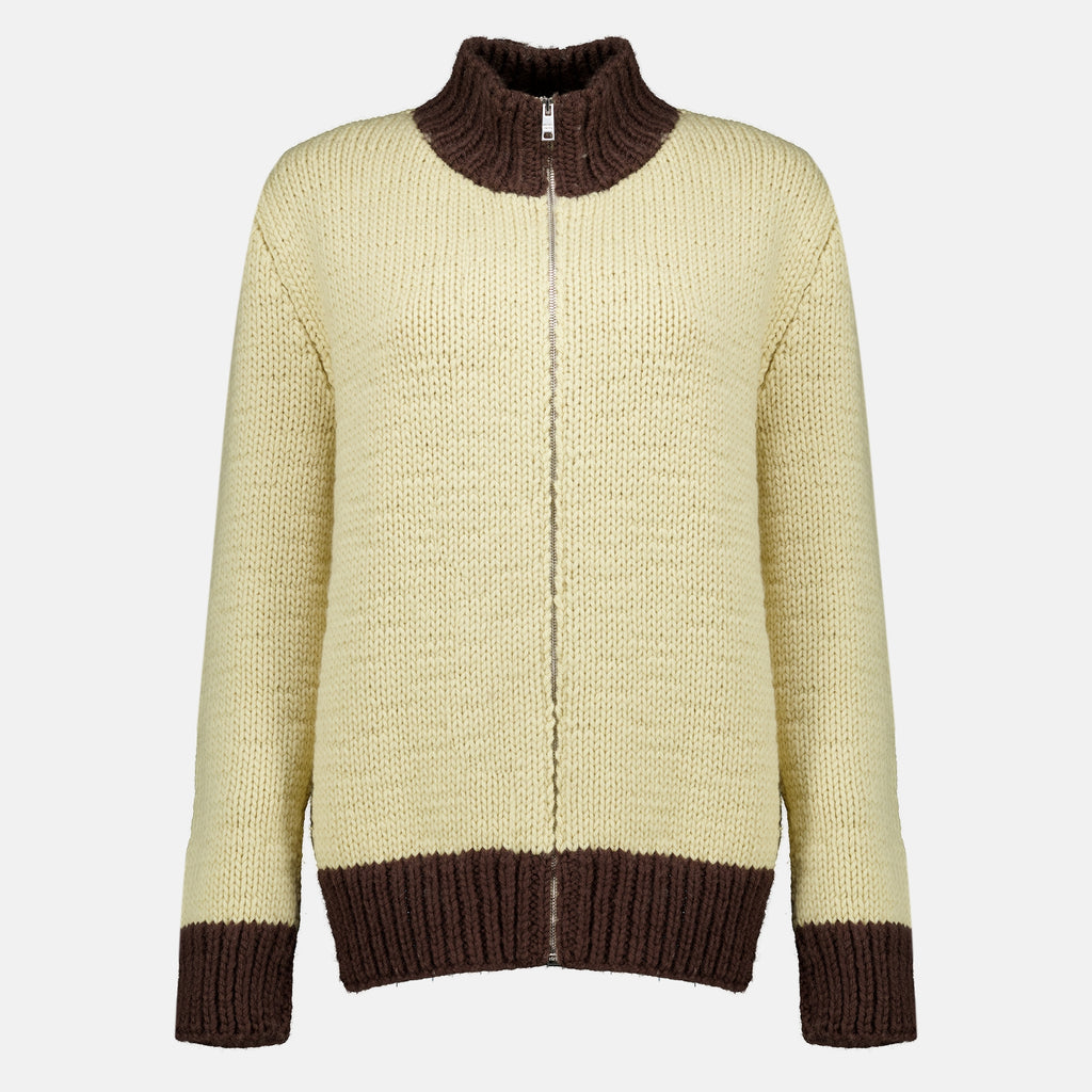 Maille ジップウールカーディガン Prada Marron Femme