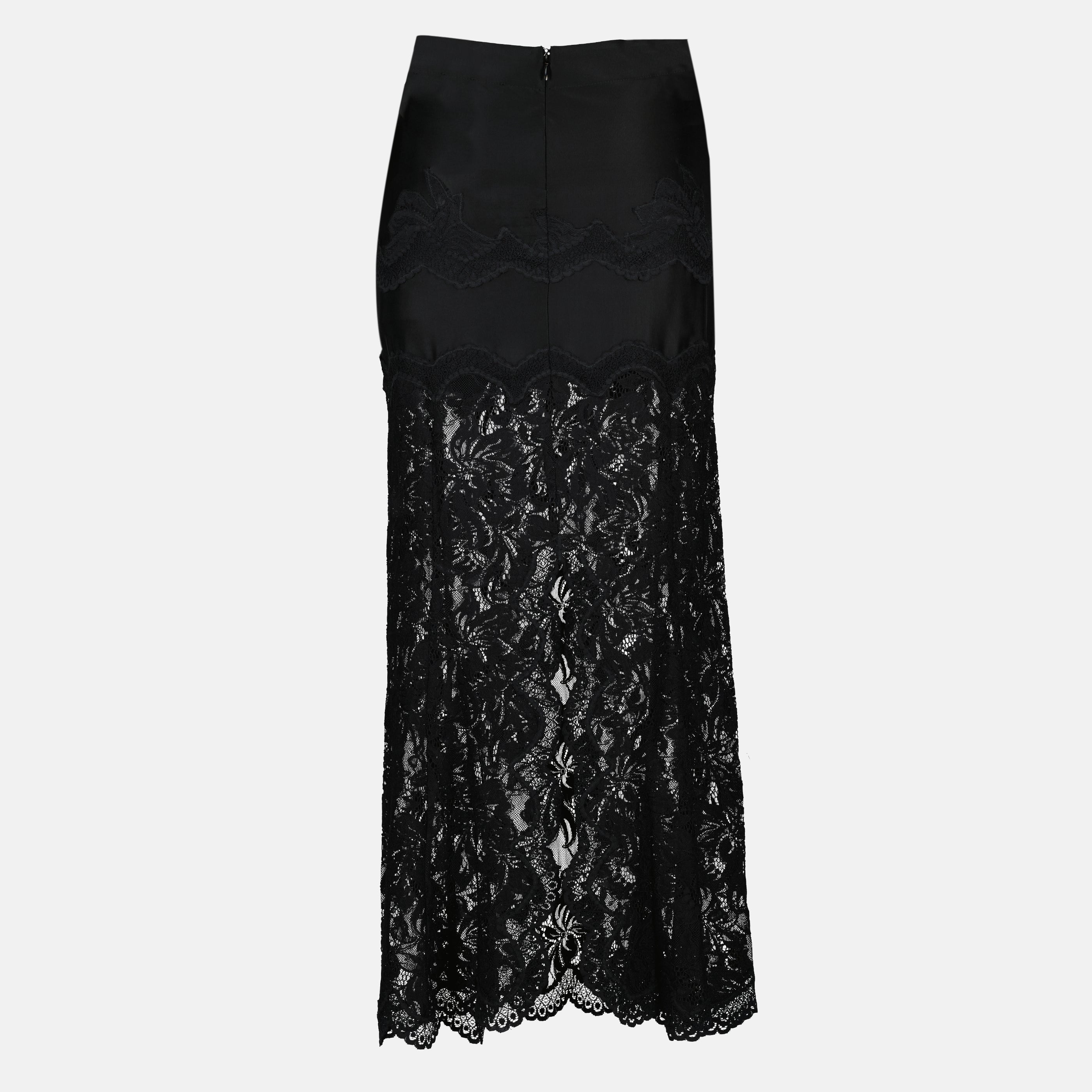 Immagine della gonna midi in jersey e pizzo nero del marchio Rabanne per donna - Stagione Primavera-Estate 2026 - Vista Posteriore