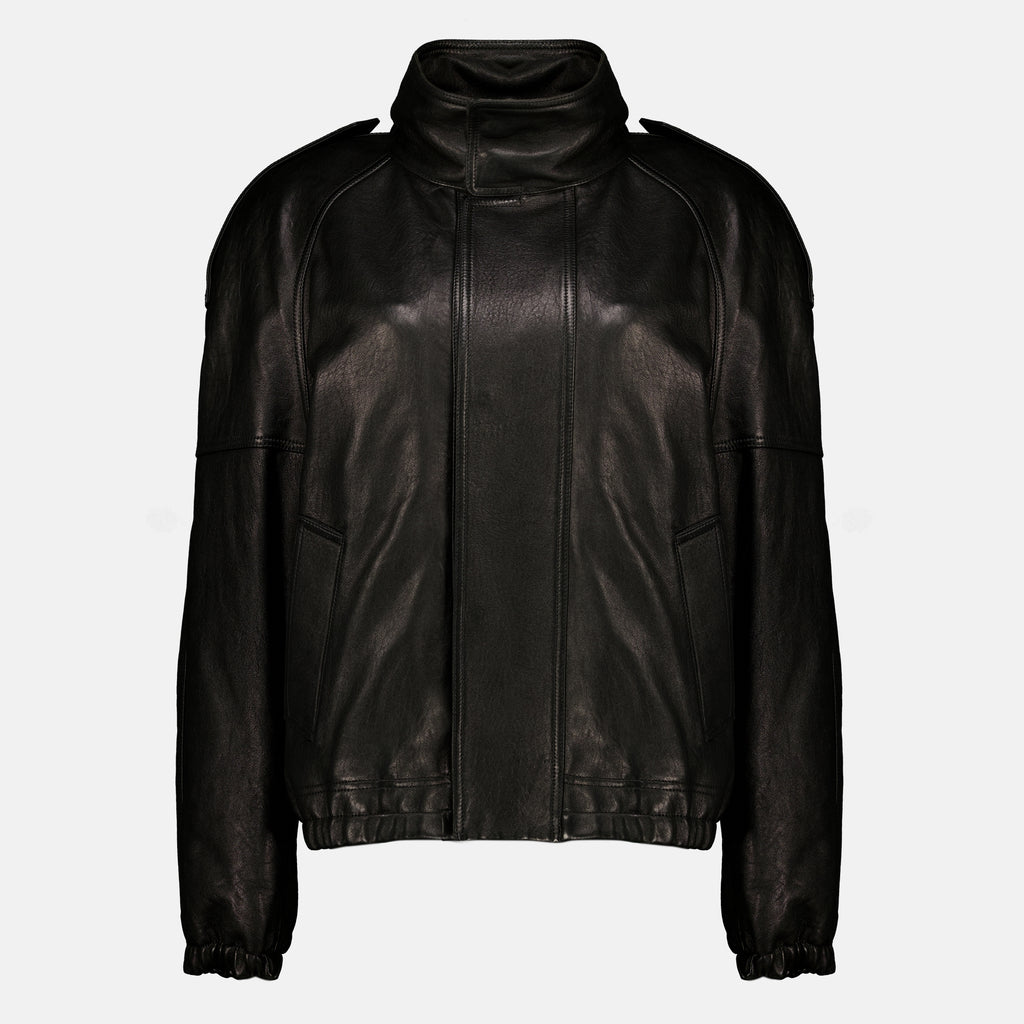 Manteaux ブラックヴィンテージレザージャケット Saint Laurent Noir Femme