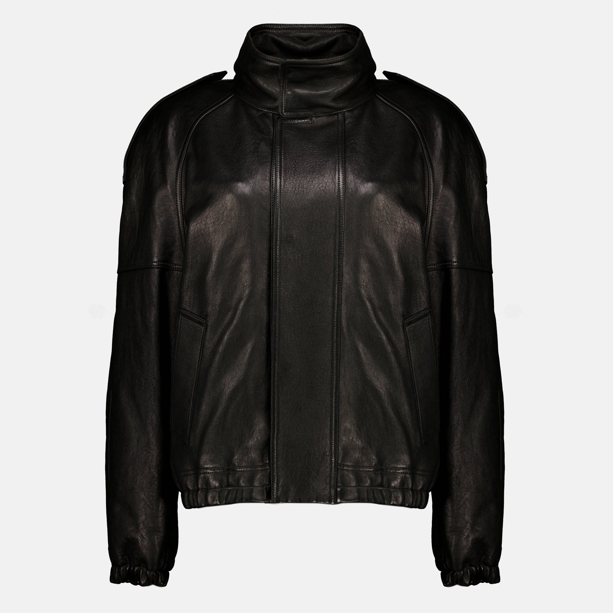 Manteaux ブラックヴィンテージレザージャケット Saint Laurent Noir Femme