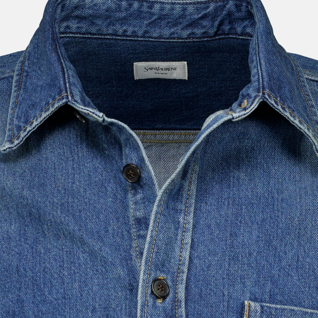 Chemises Chemise cassandre en denim Saint Laurent Bleu Homme