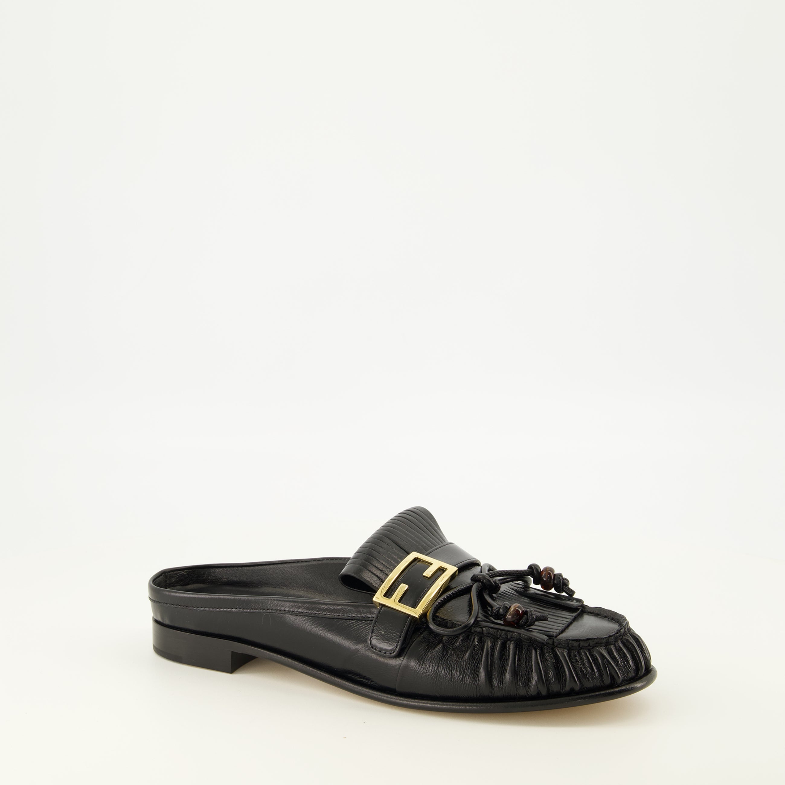 Chaussures ouvertes Mules Baguette em Couro Preto Fendi Noir Femme