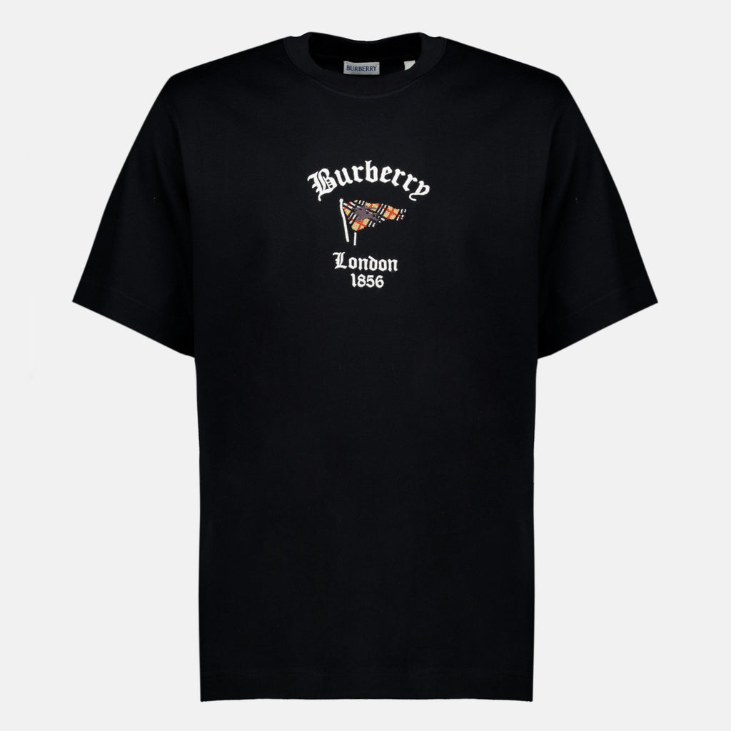 T-shirts T-shirt Nera Check Flag Burberry Noir Homme