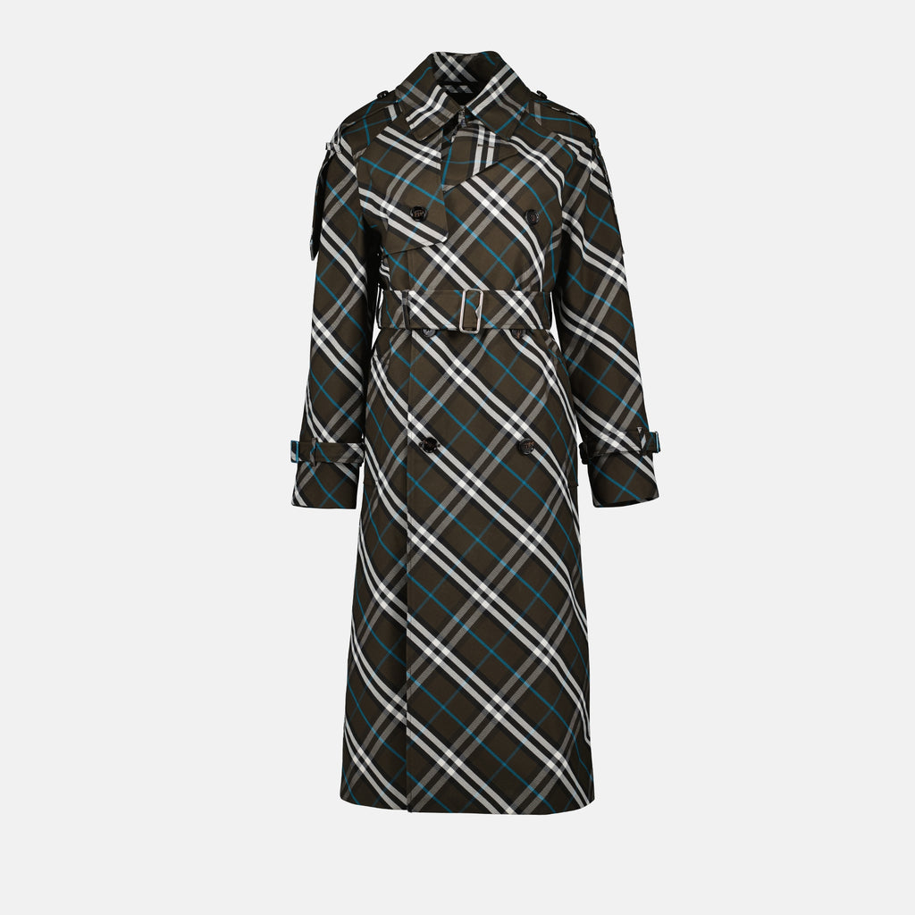 Abrigos Abrigo Trench de Cuadros Burberry Gris Femme