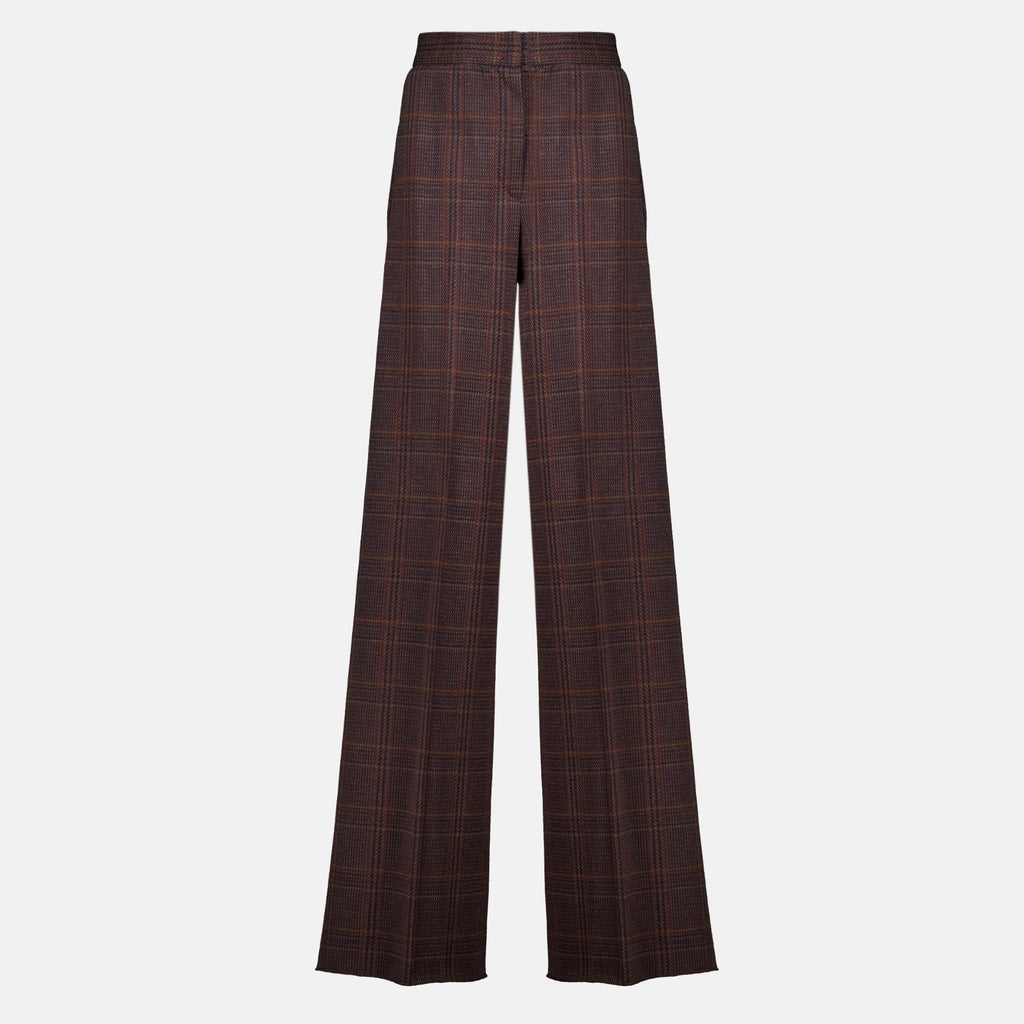 Pantalons Pantalon large à carreaux Max Mara Marron Femme