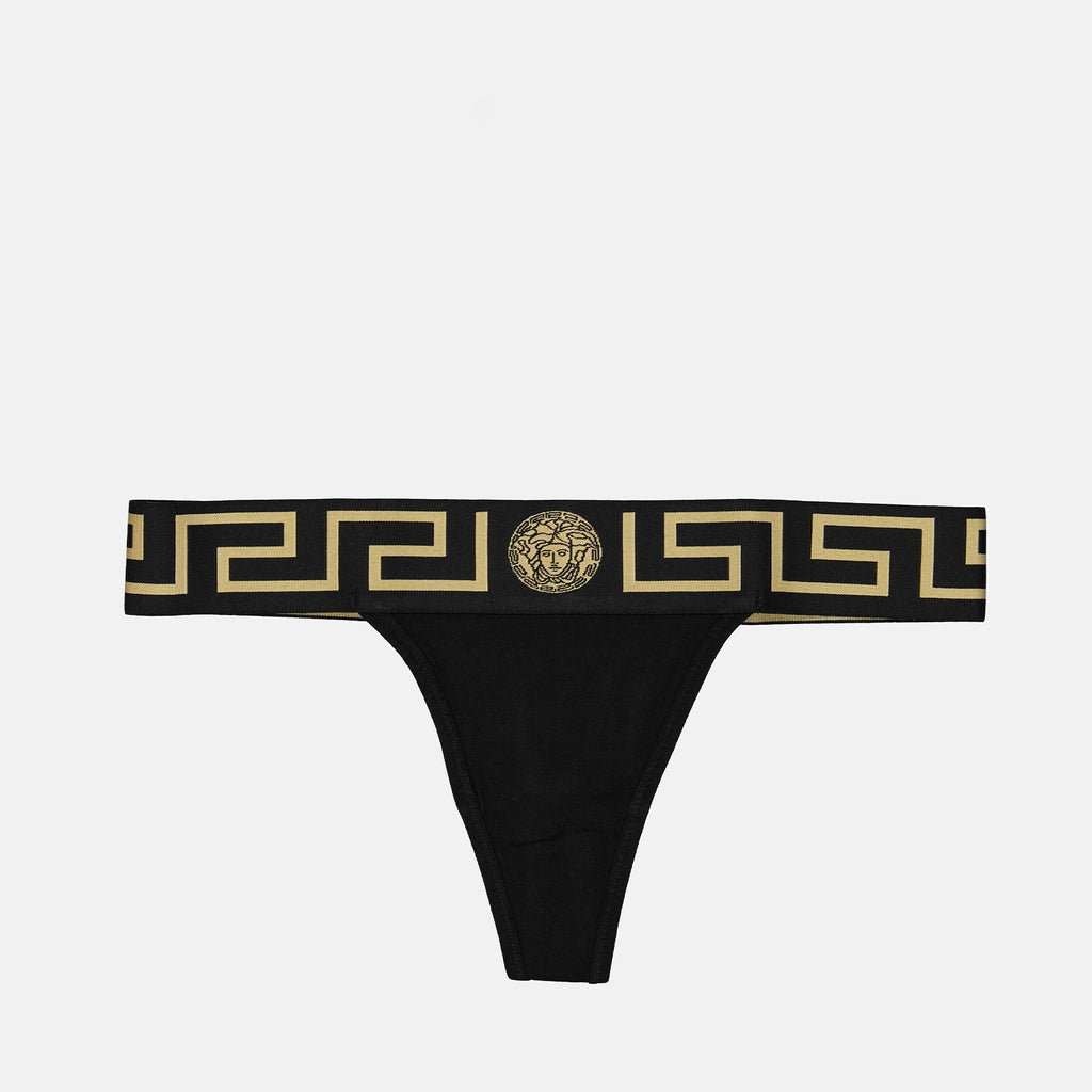 Unterwäsche und homewear String Medusa Greca Versace Schwarz Femme