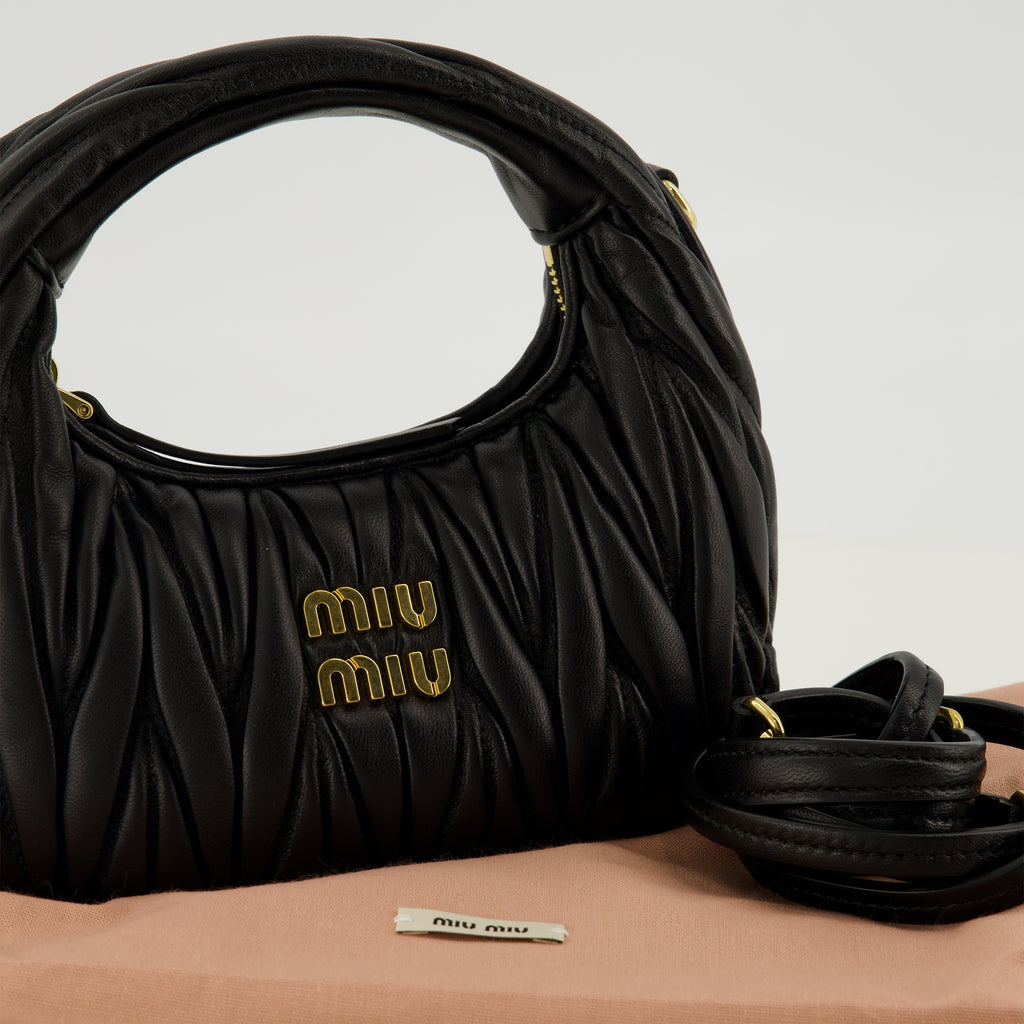 Sacs à main et épaule Mini Hobo Wander Bag Black Miu Miu Noir Femme
