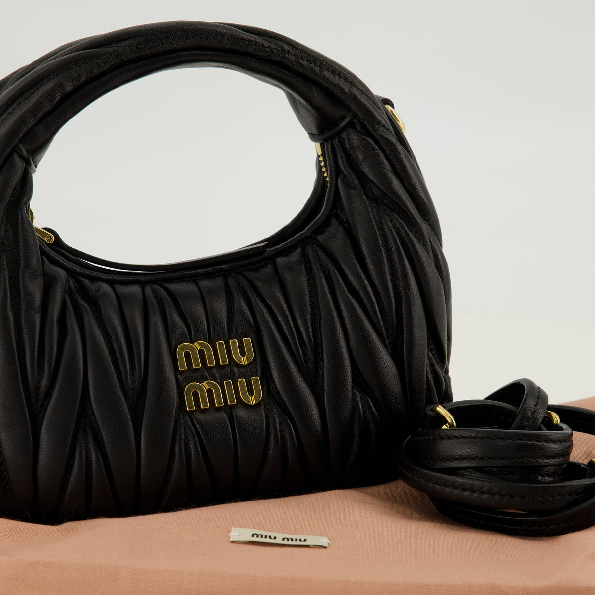 Sacs à main et épaule Mini Hobo Wander Bag Nera Miu Miu Noir Femme