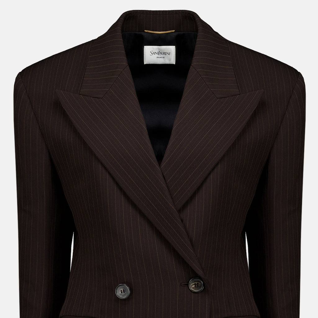 Vestes ブラウンストライプブレザー Saint Laurent Marron Femme