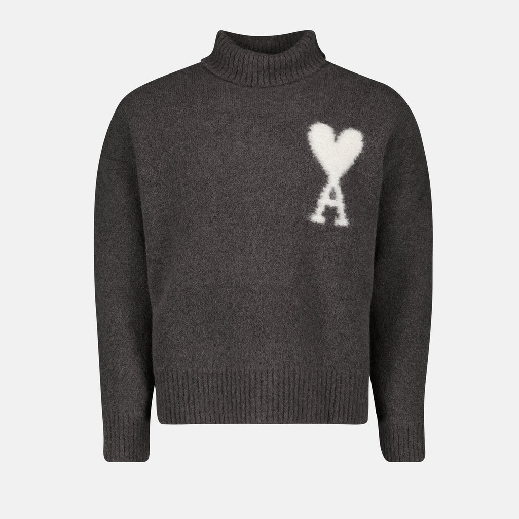 Knitwear AMI de Coeur Turtleneck Ami PARIS Gray Unisex