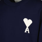 Image de l'article Pull AMI de coeur bleu marine de la marque Ami PARIS pour Unisex - Saison Printemps-Été 2026 - Vue détaillée_1