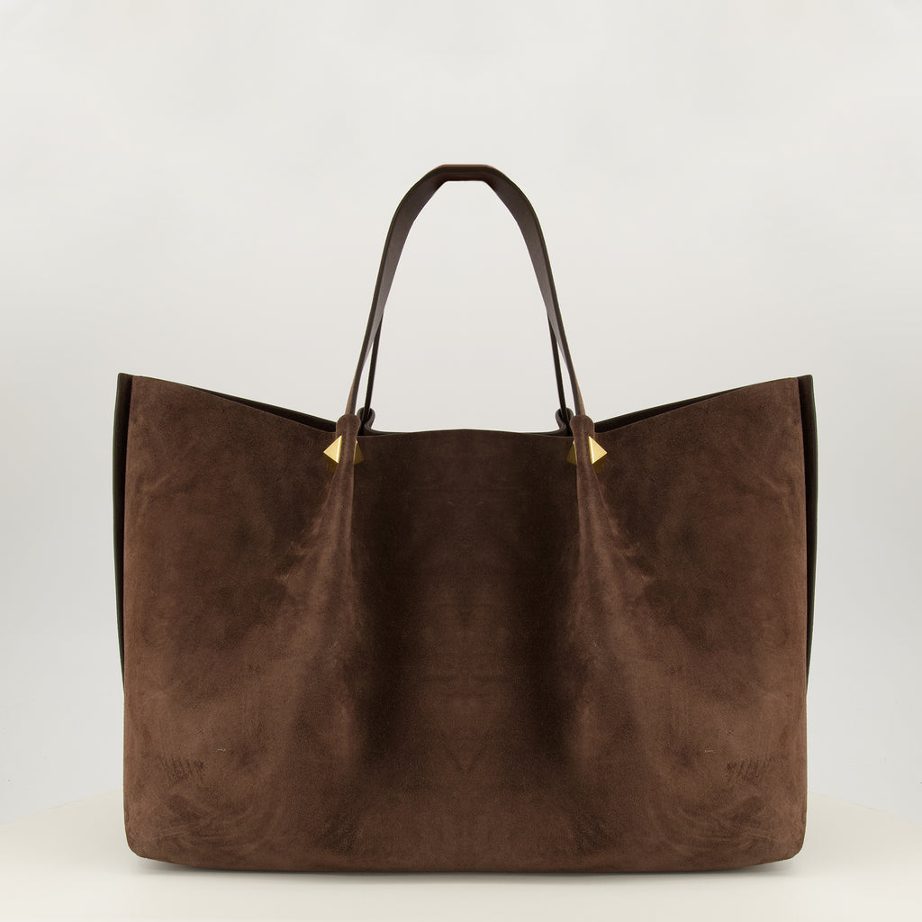 Sacs cabas Grand cabas en daim marron Valentino Garavani Marron Femme