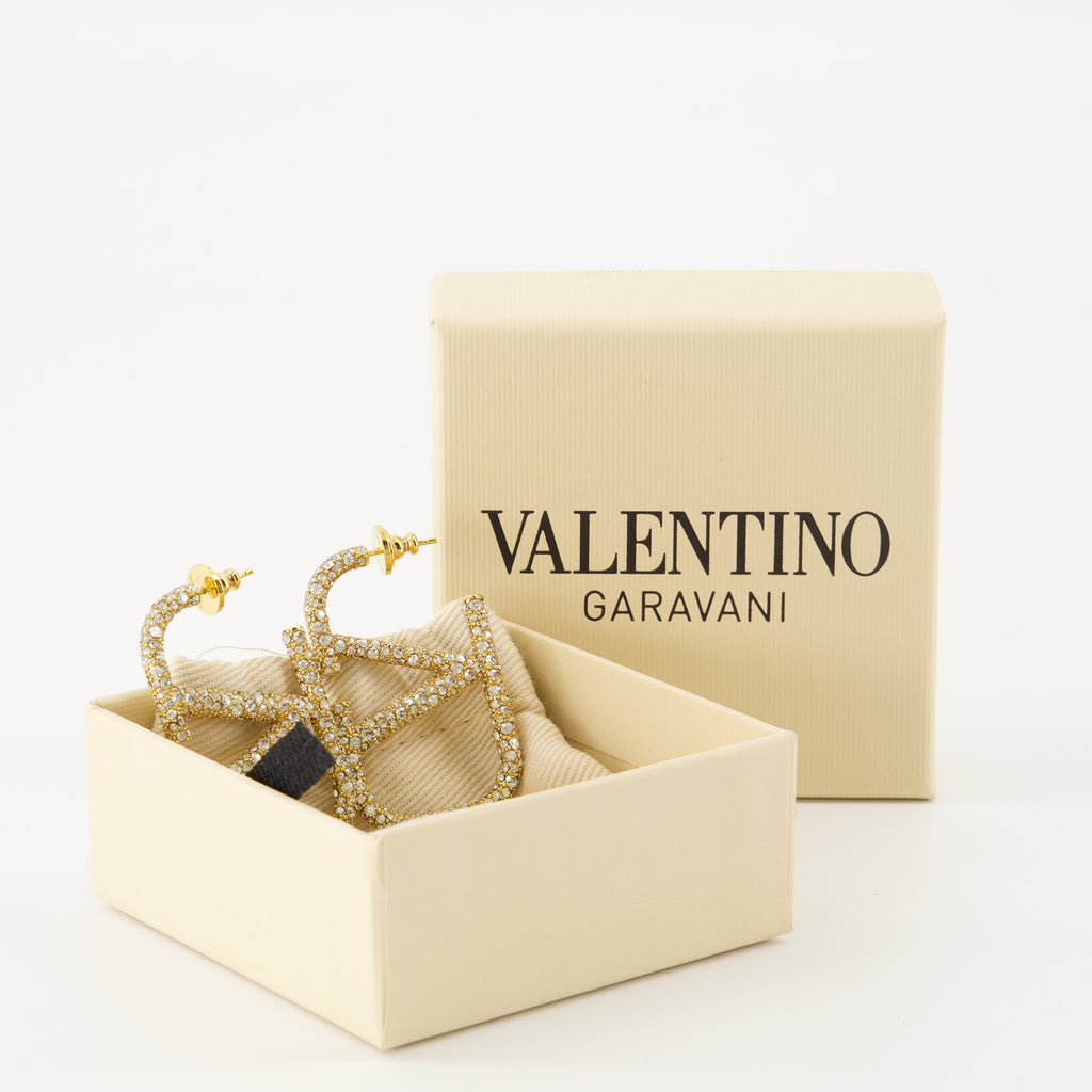 Bijoux Pendientes VLogo de metal y cristal Swarovski® Valentino Garavani Doré Femme