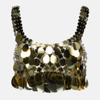 Image de l'article Brassière en pastilles Sparkle dorées de la marque Rabanne pour Femme - Saison Printemps-Été 2026 - Vue de Face