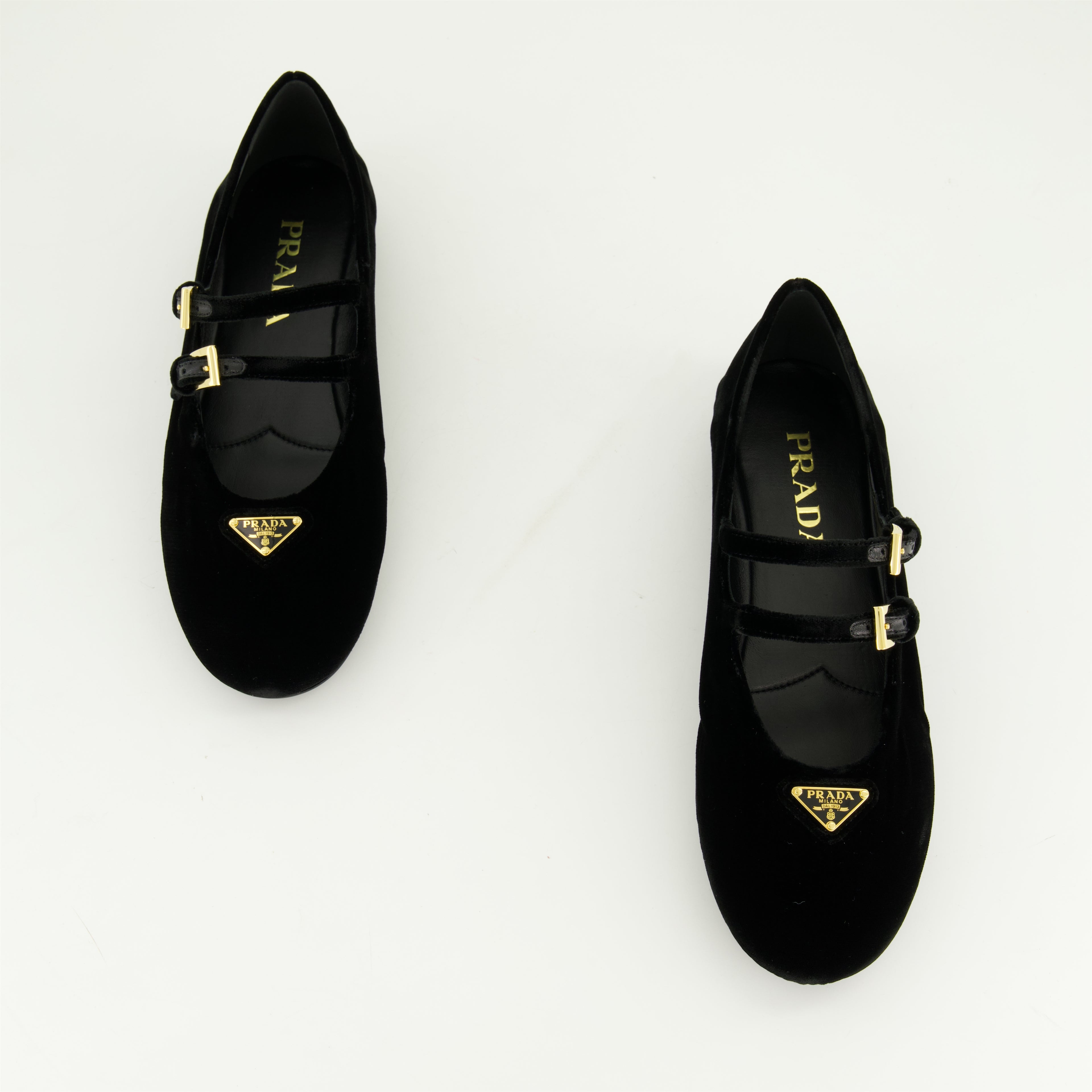 Flat shoes Velvet Ballet Flats Prada Black Femme
