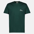 Image de l'article T-shirt vert brodé en coton de la marque Dior pour Homme - Saison Printemps-Été 2026 - Vue de Face