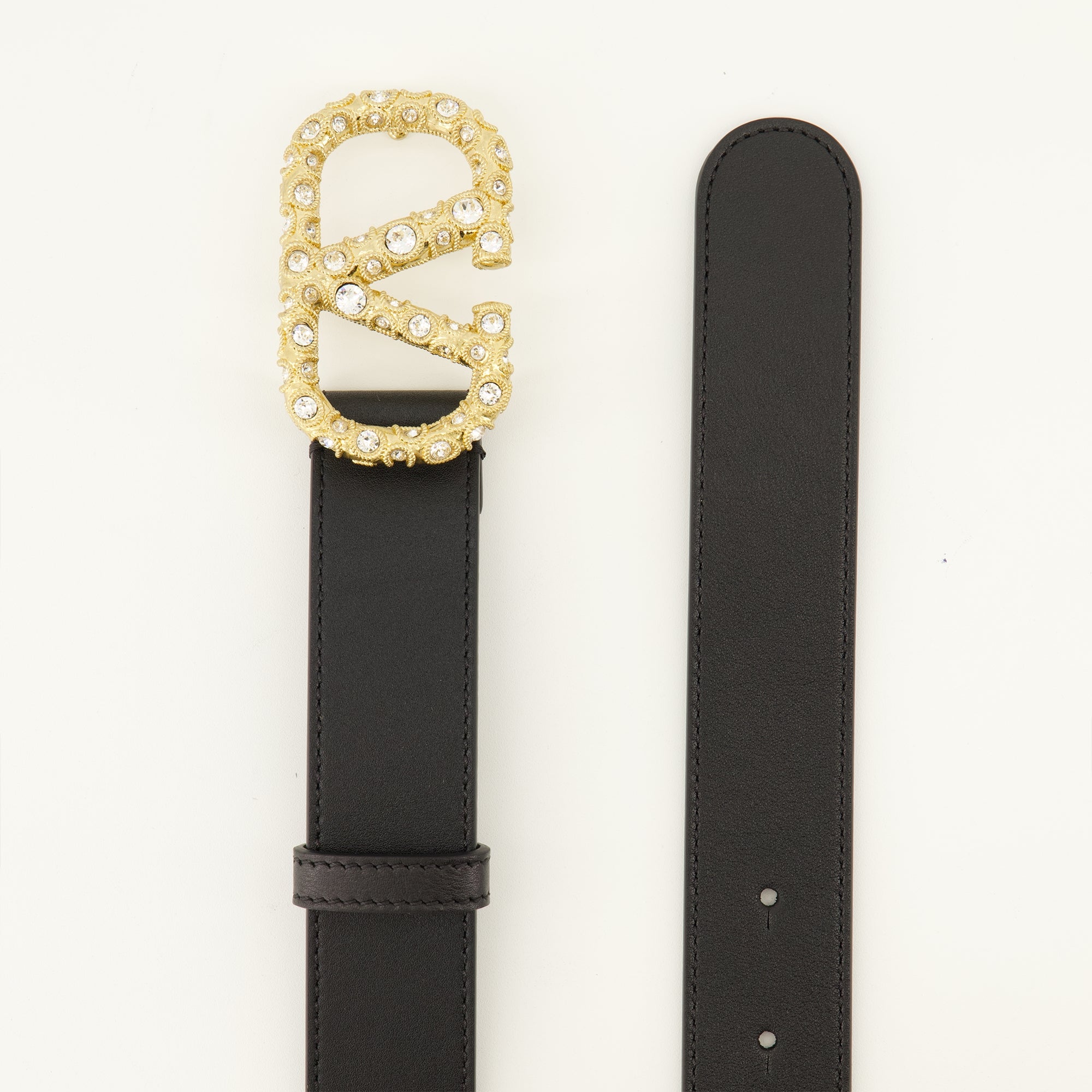 Ceintures Ceinture VLogo noir avec Cristaux Swarovski® Valentino Garavani Noir Femme