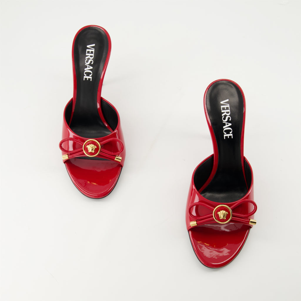 Open shoes Bow Heel Mules Versace Red Femme