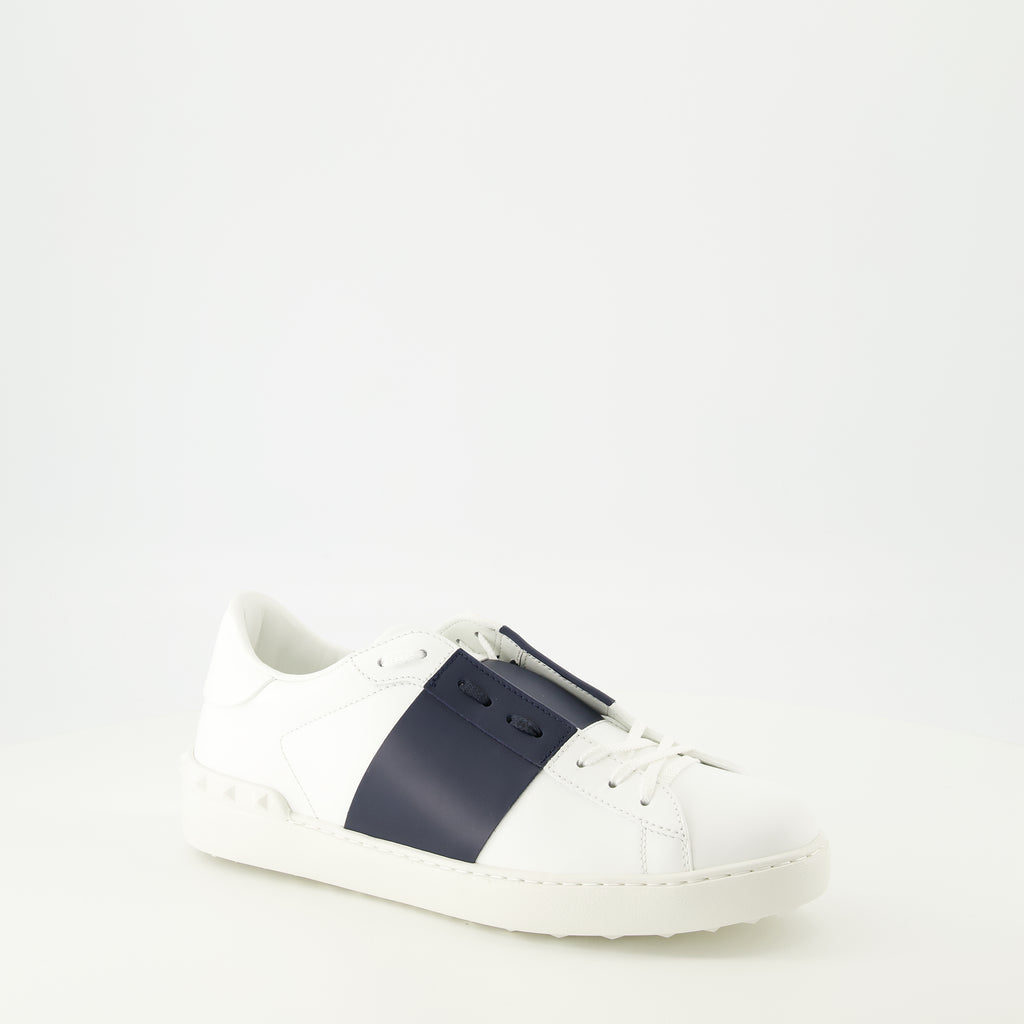 Baskets Zapatillas Abiertas de Cuero Azul Marino Valentino Garavani Bleu foncé Homme