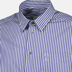 Imagen de la camisa a rayas azul marino Ami de la marca Ami PARIS para Unisex - Temporada Otoño-Invierno 2025 - Vista Detallada_2