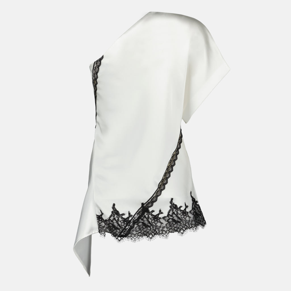 Tops Top Asimétrico de Satén Blanco Iro Blanc Femme