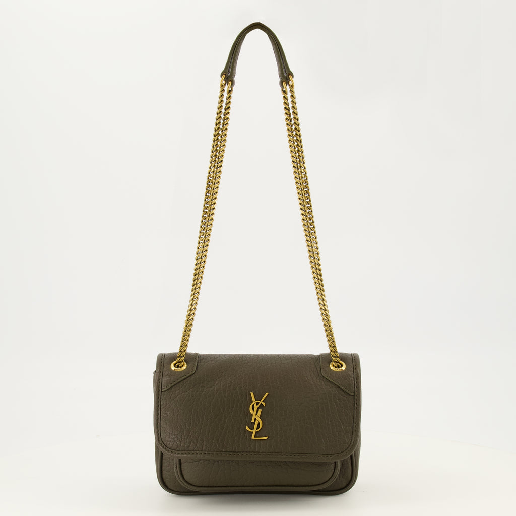 Sacs à main et épaule Niki Mini Bag de Couro em Khaki Saint Laurent Kaki Femme