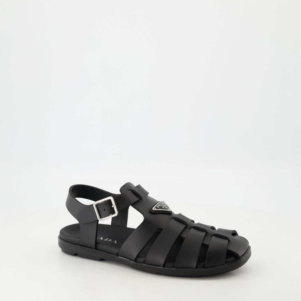 Open shoes Black Rubber Sandals Prada Black Homme