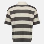 Image de l'article Polo en maille de coton blanc et marron de la marque Ami PARIS pour Homme - Saison Printemps-Été 2026 - Vue de Dos