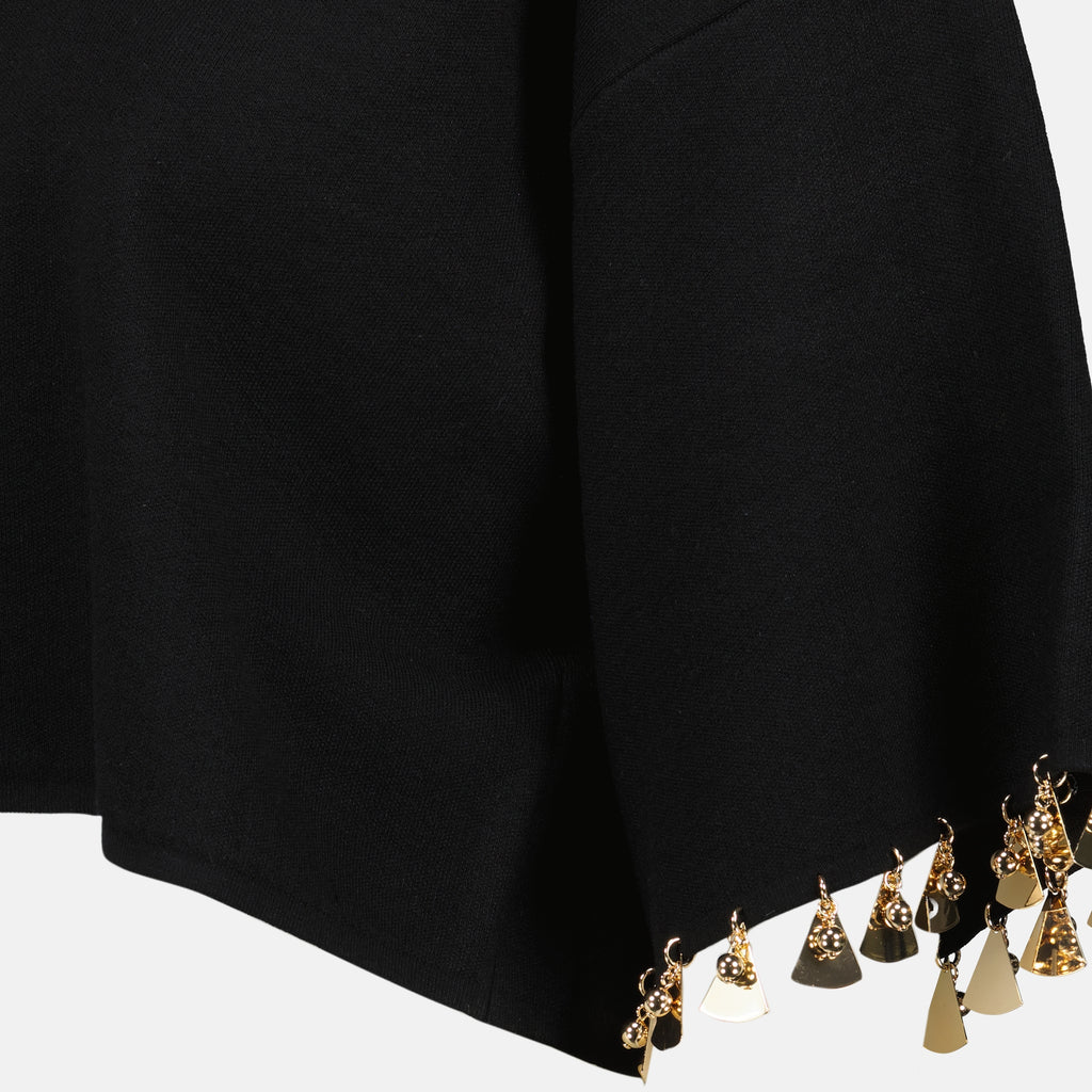 Camisetas Suéter Corto de Punto Rabanne Negro Femme