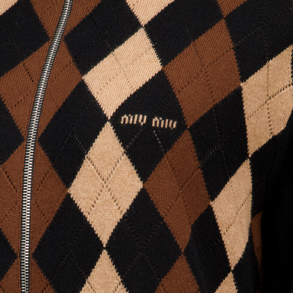 Maille Karierte Kaschmir-Strickjacke Miu Miu Noir Femme