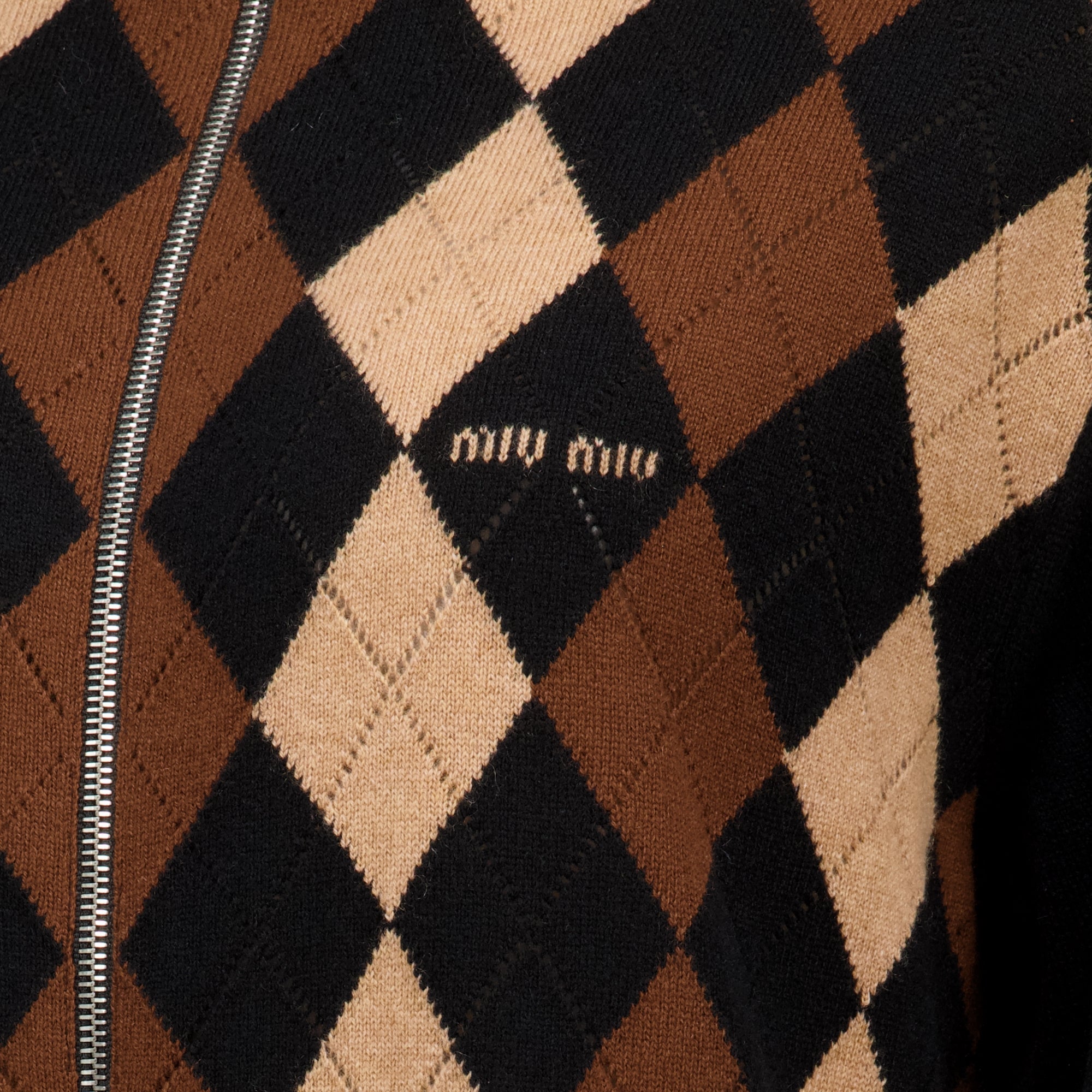 Maille Plaid Cashmere Cardigan Miu Miu Noir Femme