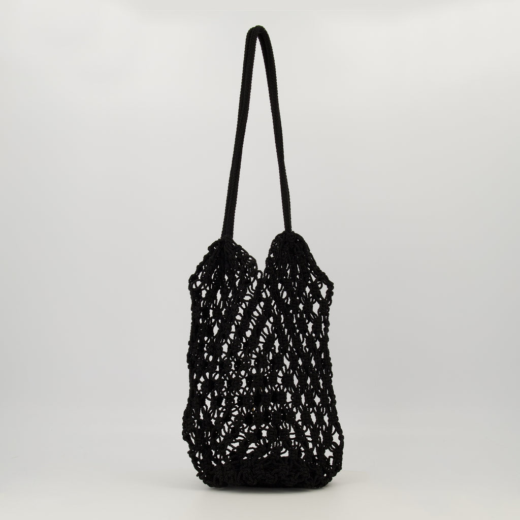 Image de l'article Sac en crochet noir de la marque Saint Laurent pour Femme - Saison Automne-Hiver 2025 - Vue de Dos